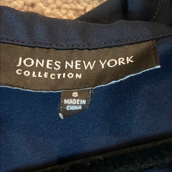 Jones New York Navy Button-Up Blouse - Picture 3 of 3